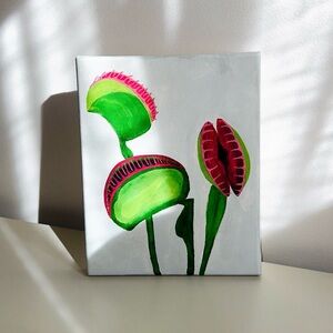 Green and Red Botanical Canvas Art